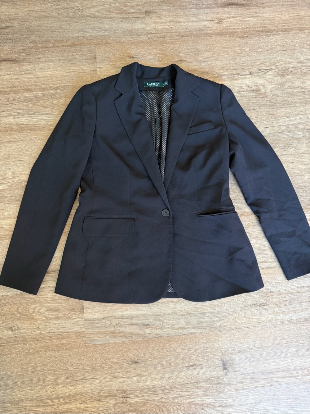 Ralph Lauren Women's Black Single-Button Wool Blazer